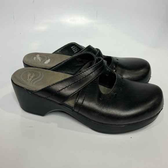 Dansko black leather mules clogs size 37 - Picture 1 of 9